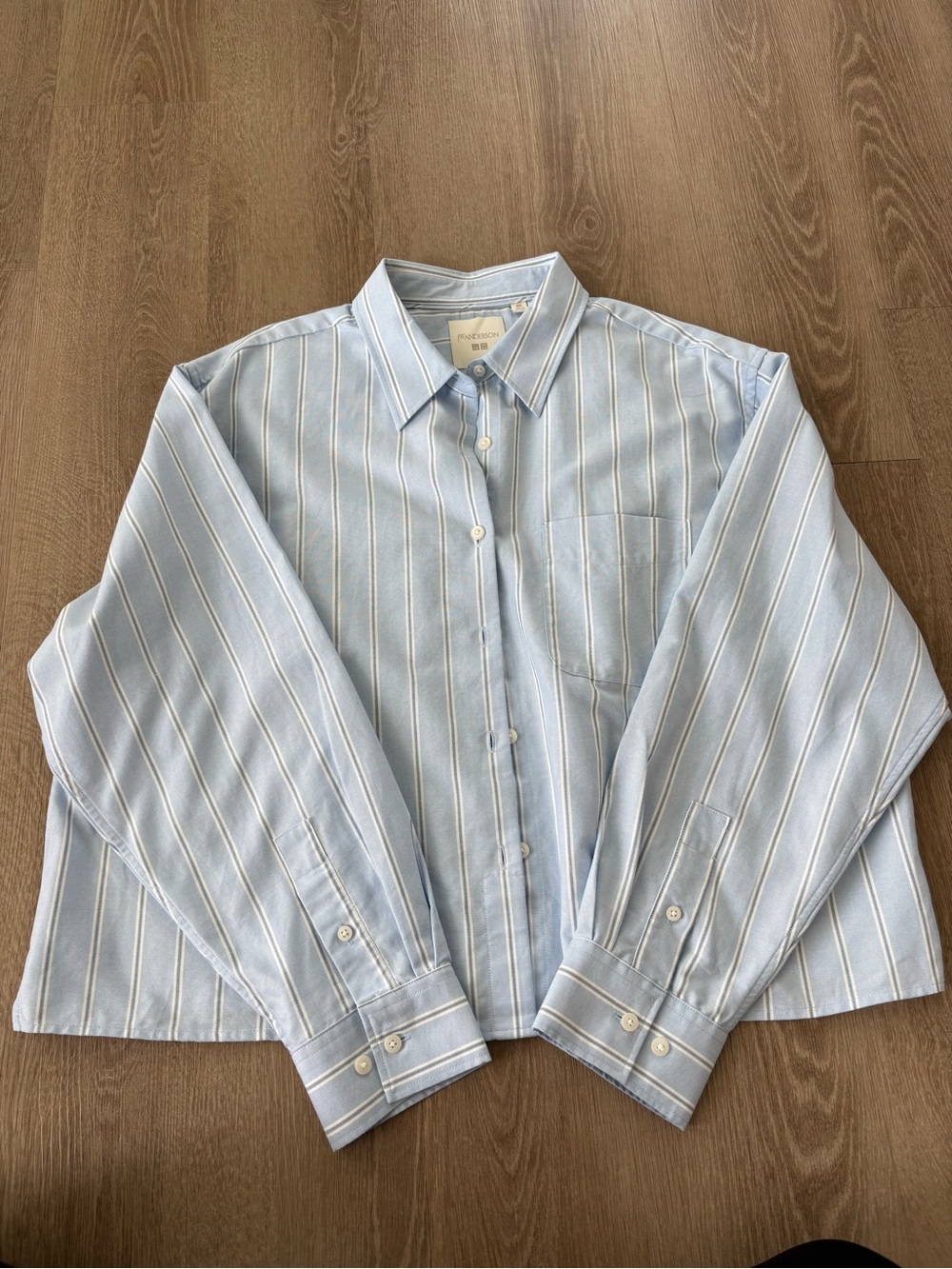 JW ANDERSON Light Blue and White Striped Men's Button-Down Shirt